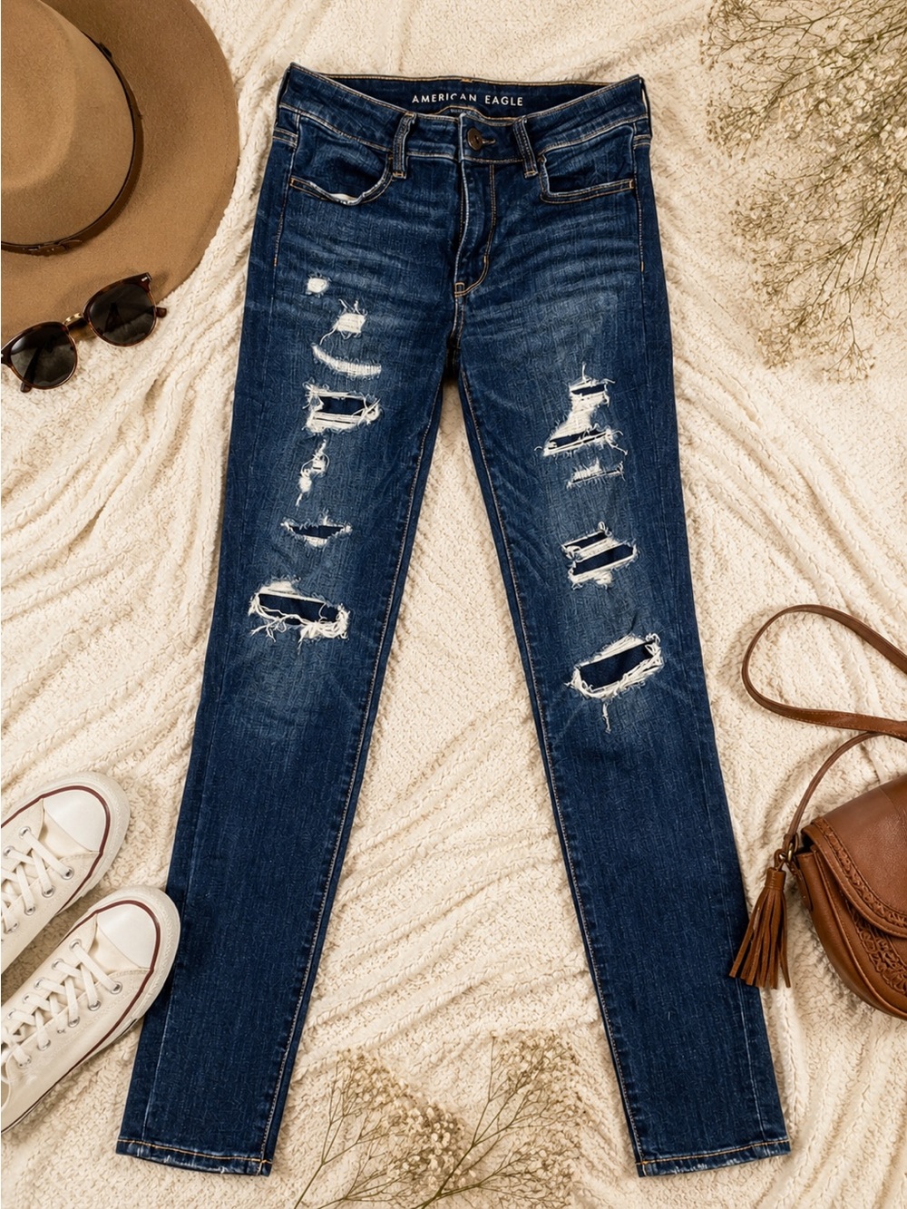 American Eagle Outfitters Ne(x)t Level Stretch Skinny Distressed Jeans 6 Long